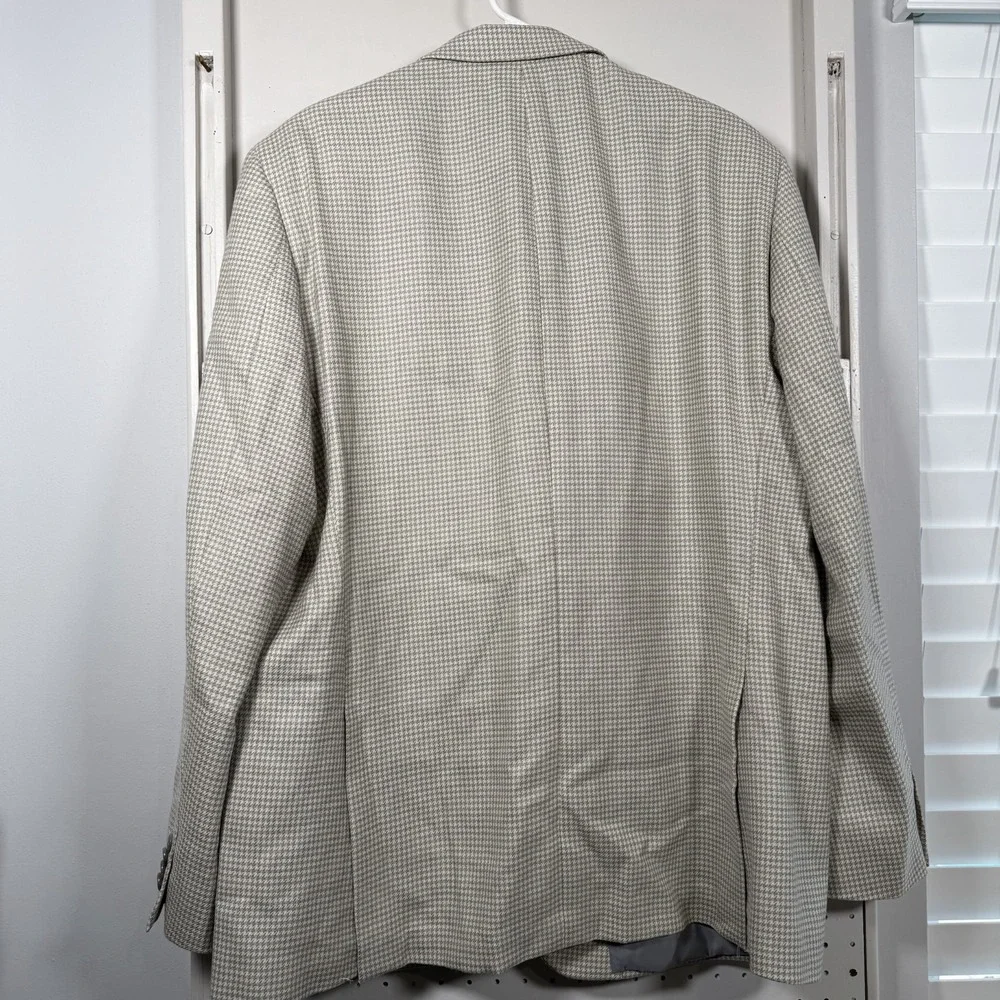 Ralph Lauren Blazer Men's‎ Size 48R Beige Houndstooth Wool 2-Button Jacket LRL